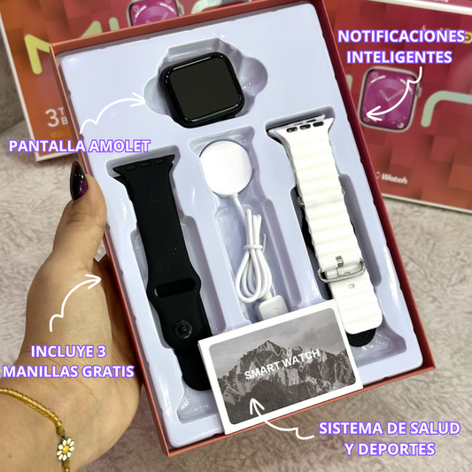 Reloj h10 mini pantalla súperamoled  + 3 bandas gratis