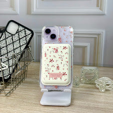Combo wallet flores rosa IPH 13/14
