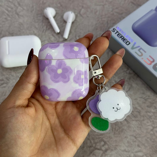 P AirPods serie 1/2 flores moradas