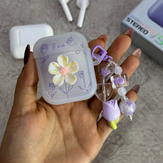 airpods flor morada serie 1/2
