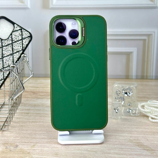 Cuero verde con soporte IPH 15 PRO MAX
