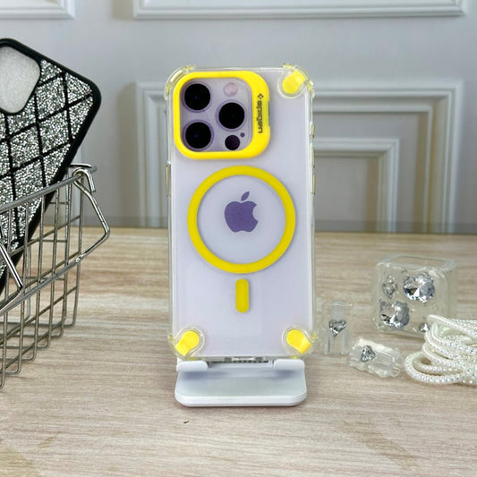 B antigolpes con soporte amarillo IPH 15 PRO