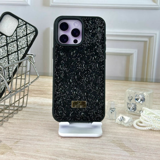 Swarovski negro perlas IPH 15 PRO MAX