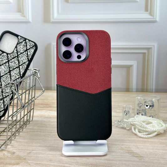 Cuero tejido mags rojo IPH 14 PRO MAX