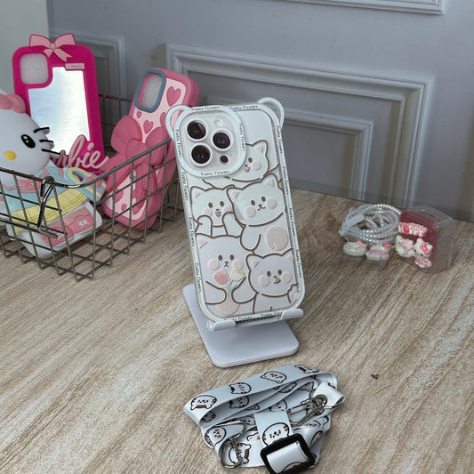 gato blanco + strap iph 13 pro
