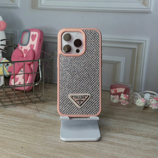 Prada diamante rosado IPH 15 PRO
