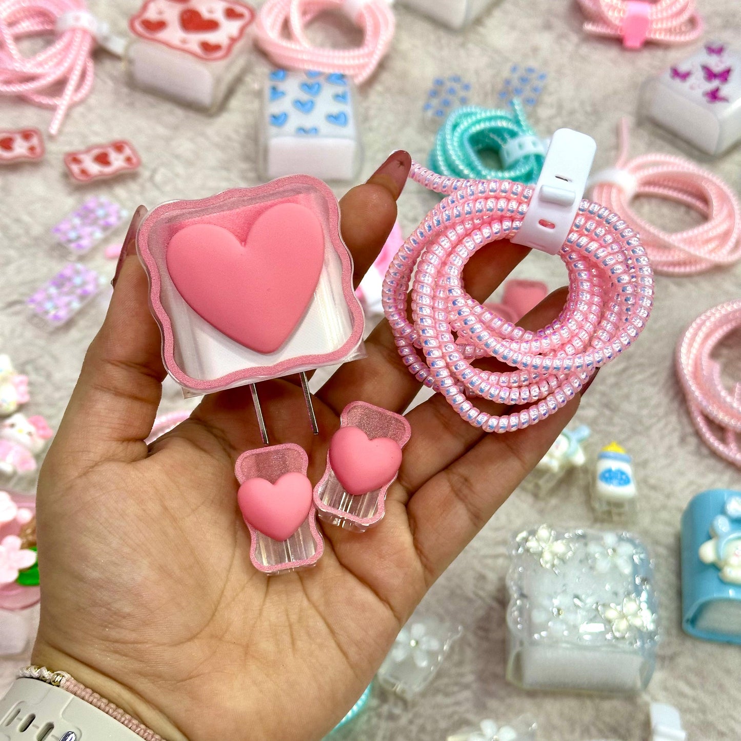 Protector de cargador corazon rosa 3D