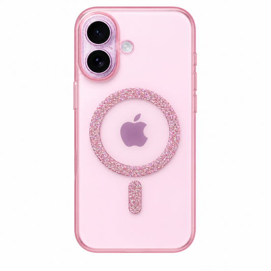 CASE HUMO ROSA GLITTER MGS IPH 17