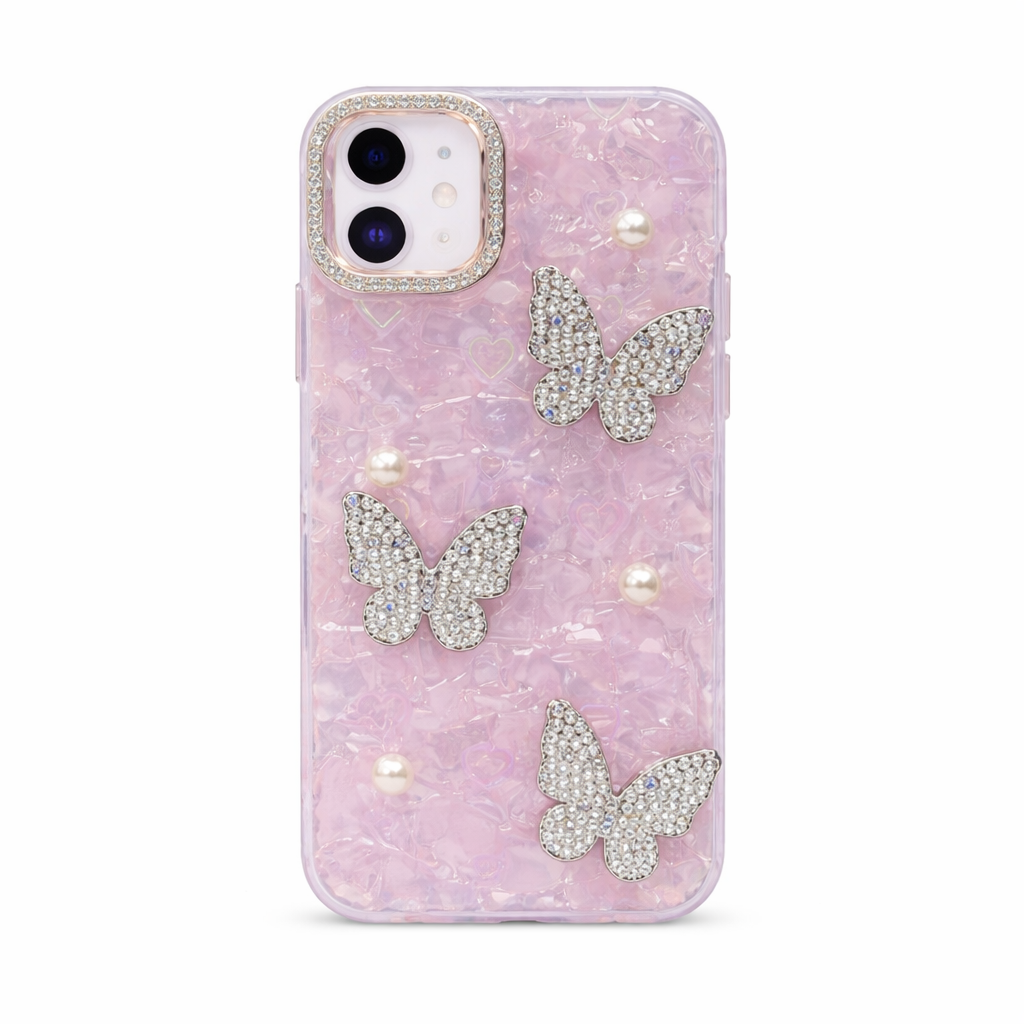 CASE MARIPOSA MARMOL ROSA IPH 11