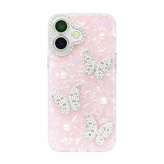 CASE MARIPOSA MARMOL ROSA IPH 17