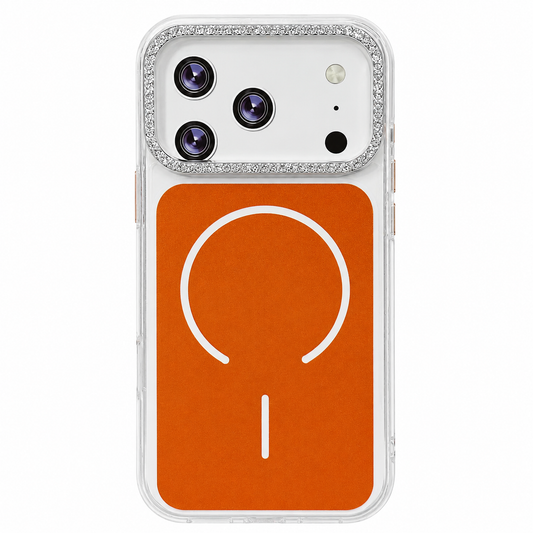 CASE BORDE BRILLOS NARANJA MGS MAS AROS IPH 17 PRO MAX