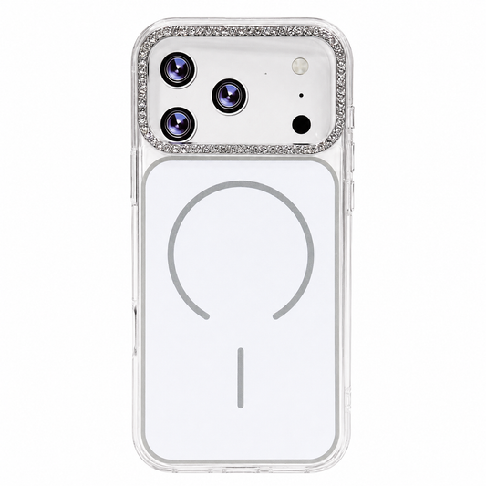 CASE BORDE BRILLOS BLANCO MGS MAS AROS IPH 17 PRO MAX