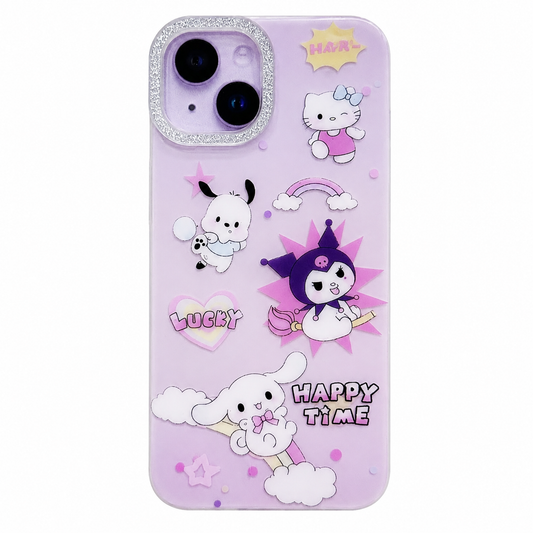 CASE KUROMI HAPPY TIME MAS AROS IPH 13/14/15