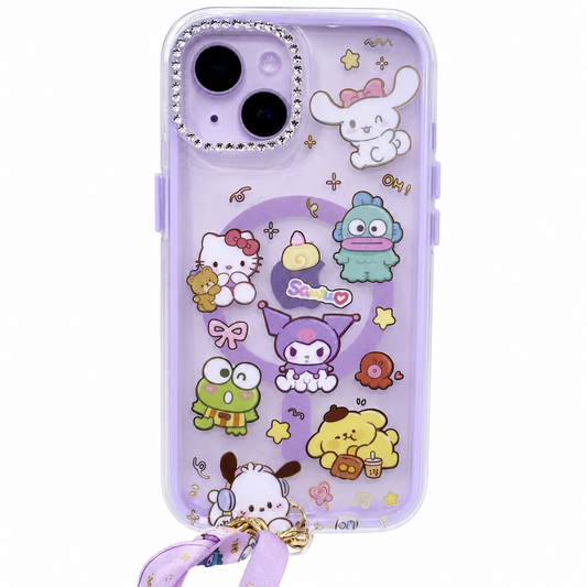 CASE STRAP COQUETE H KITTY Y AMIGOS MGS IPH 13/14/15