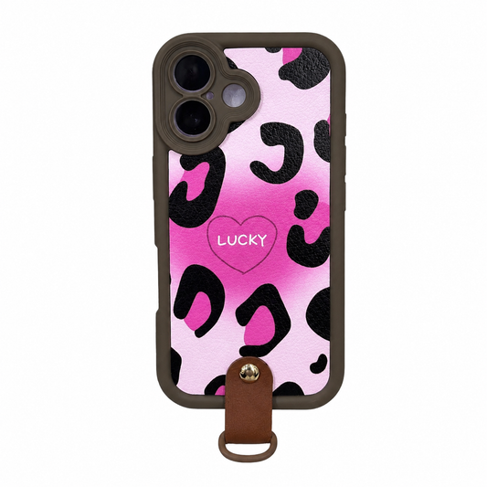 CASE ANTICHOQUE ANIMAL PRINT ROSA CON STRAP IPH 16