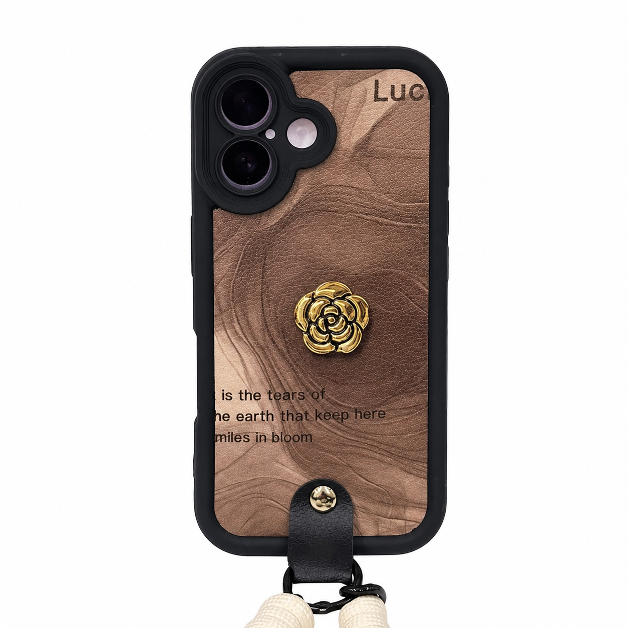 CASE ANTICHOQUE ROSA NEGRO CON STRAP IPH 16