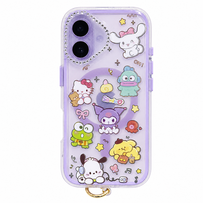 CASE STRAP COQUETE H KITTY Y AMIGOS MGS IPH 16/17