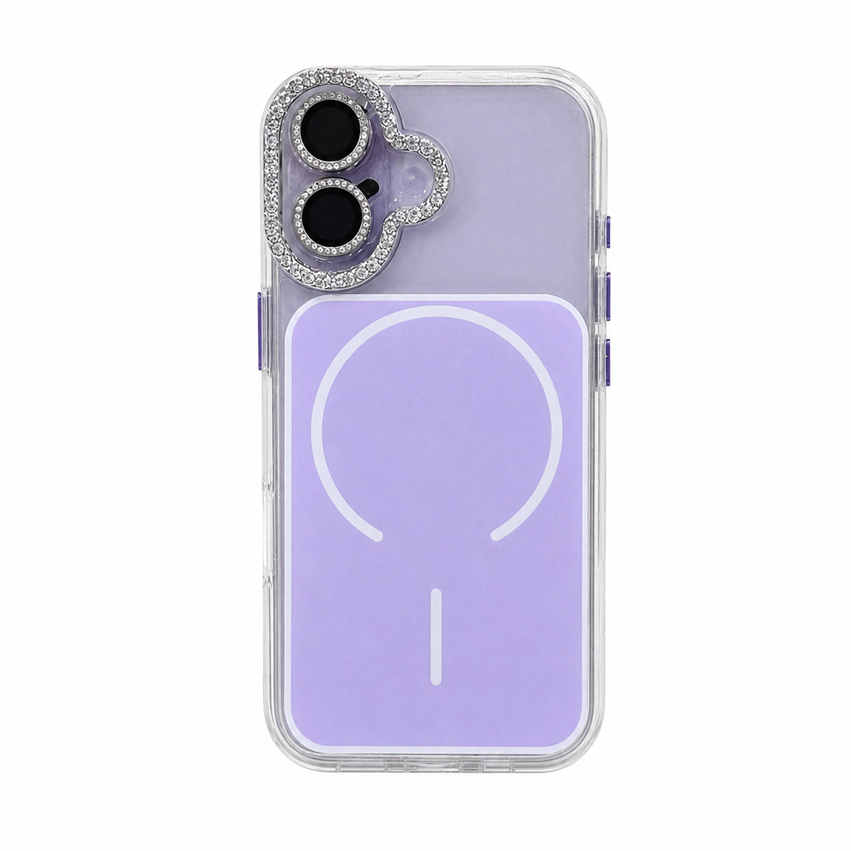 CASE BORDE BRILLOS LILA MGS MAS AROS IPH 16/17