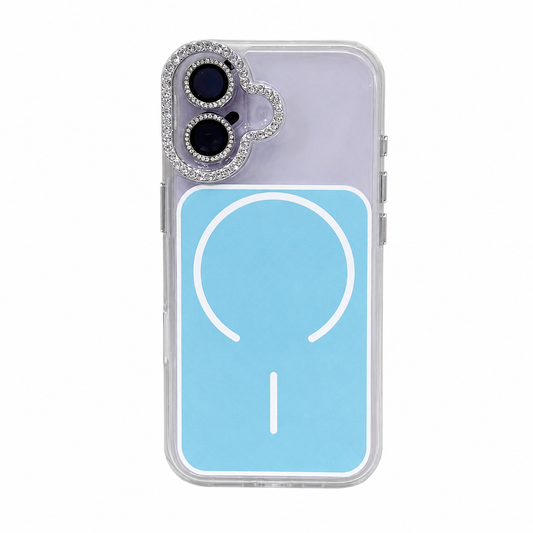 CASE BORDE BRILLOS CELESTE MGS MAS AROS IPH 16/17