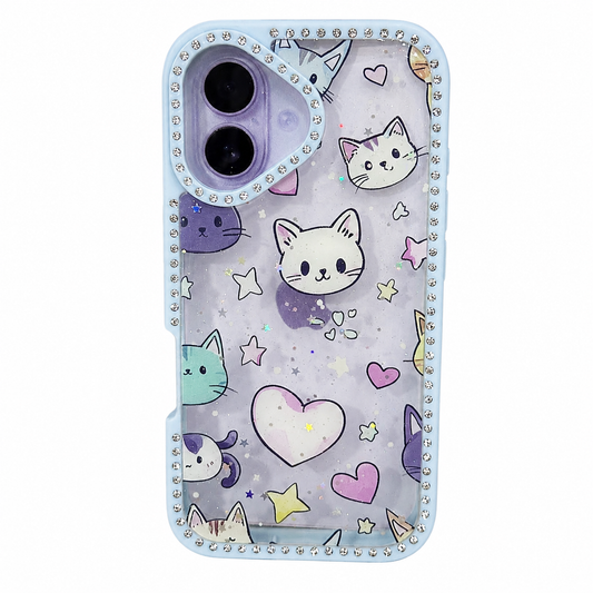 CASE DIAMOND DOBLE AZUL CAT IPH 16