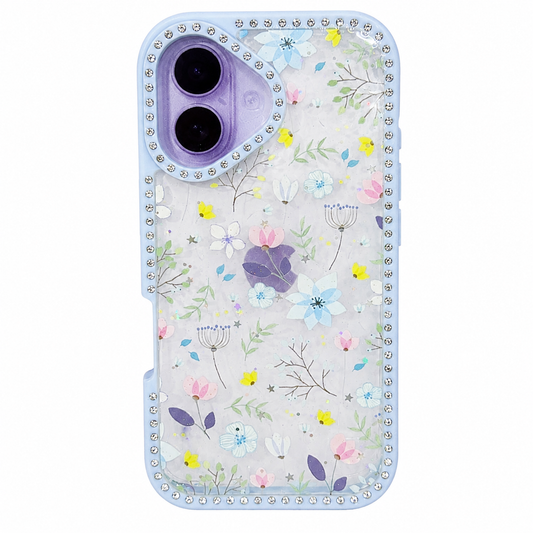 CASE DIAMOND DOBLE AZUL FLORES IPH 16