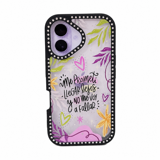 CASE DIAMOND DOBLE NEGRO FRASE IPH 16