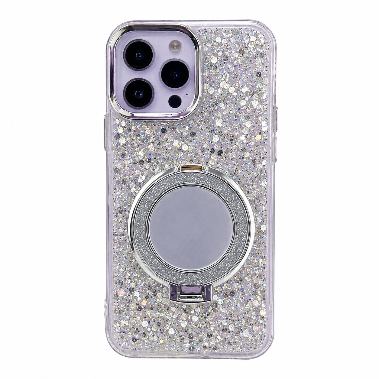 CASE ESPEJO PLATEADO CON SOPORTE IPH 13 PRO MAX
