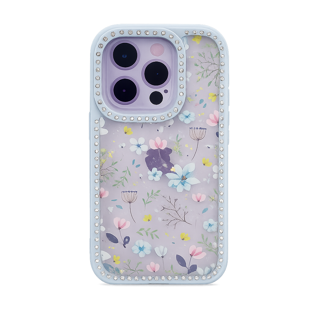 CASE DIAMOND DOBLE FLORES IPH 15 PRO