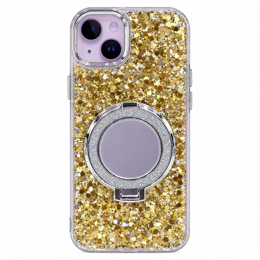 CASE ESPEJO DORADO CON SOPORTE IPH 14/15 PLUS