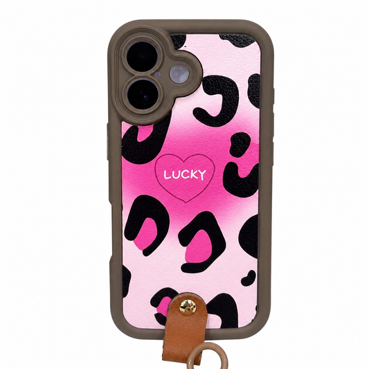 CASE ANTIGOLPE A PRINT ROSA CON STRAP IPH 17