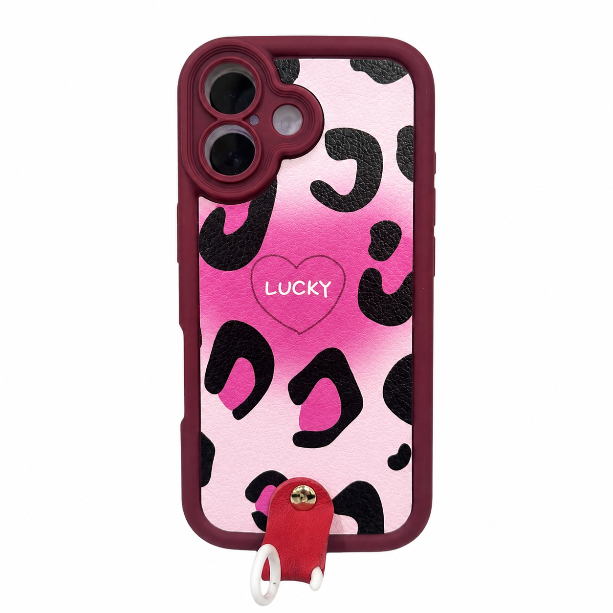 CASE ANTIGOLPE A PRINT ROSA CON STRAP IPH 17