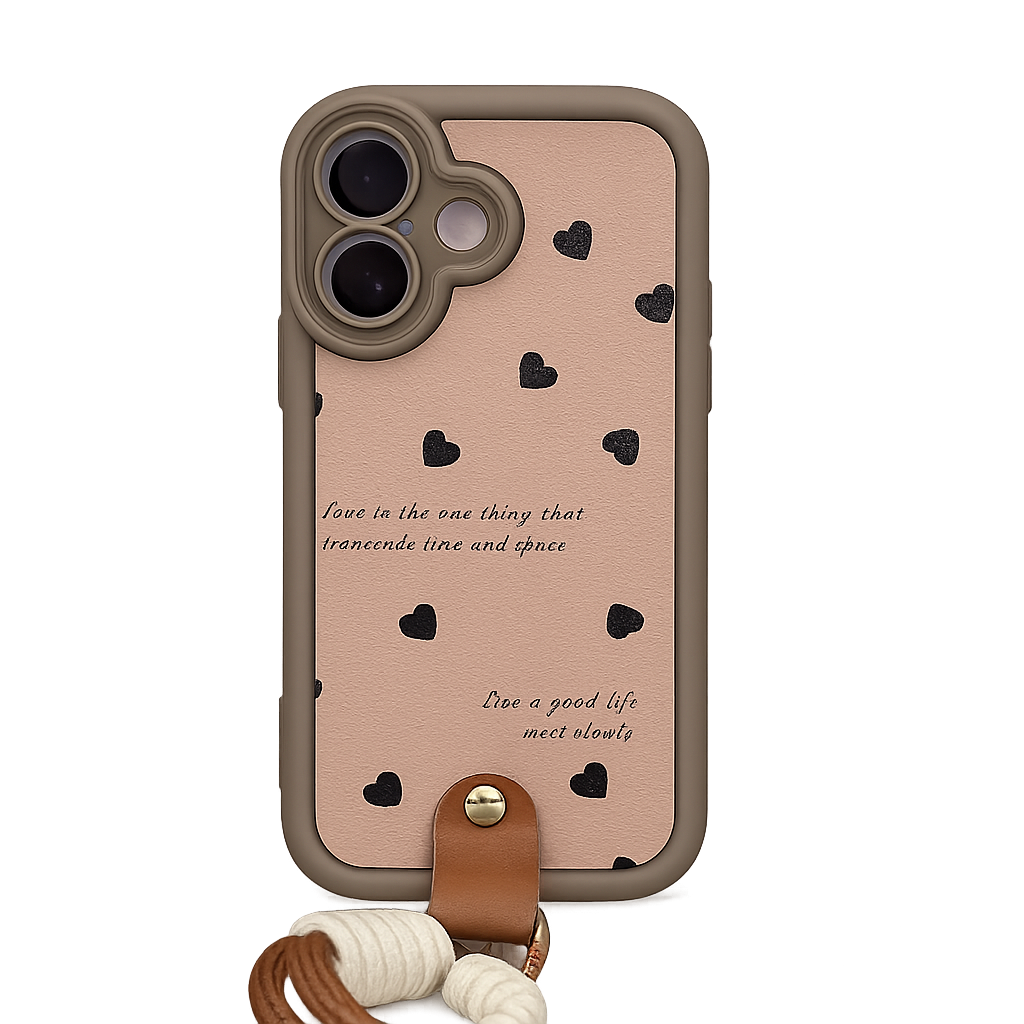 CASE ANTIGOLPE MINI CORAZONES CON STRAP IPH 17