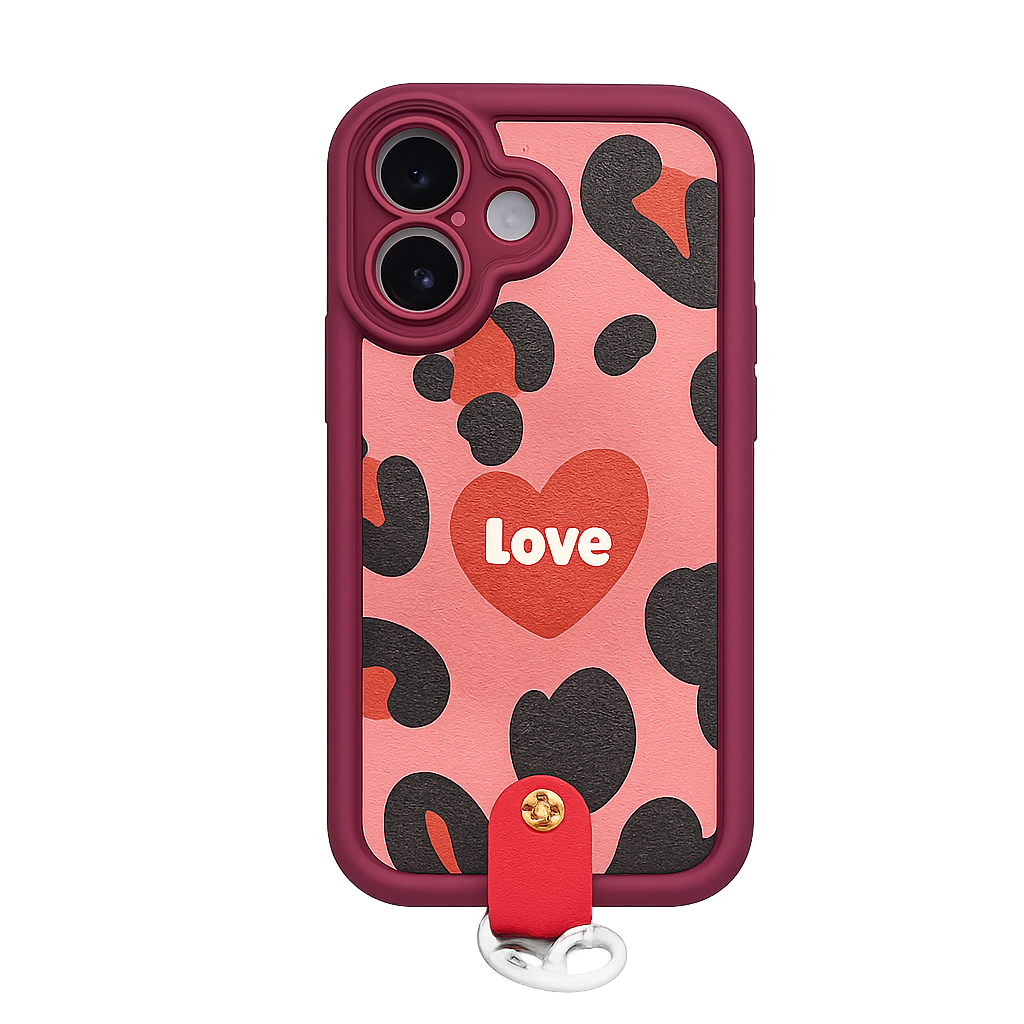 CASE ANTIGOLPE LOVE ROJO CON STRAP IPH 17