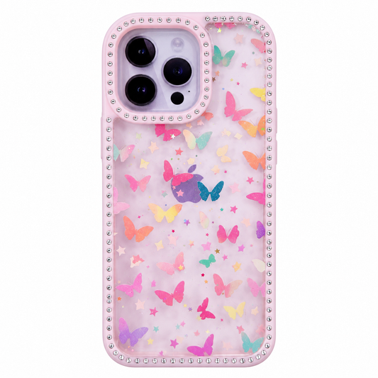 CASE DIAMOND DOBLE MINI MARIPOSAS IPH 15 PRO MAX