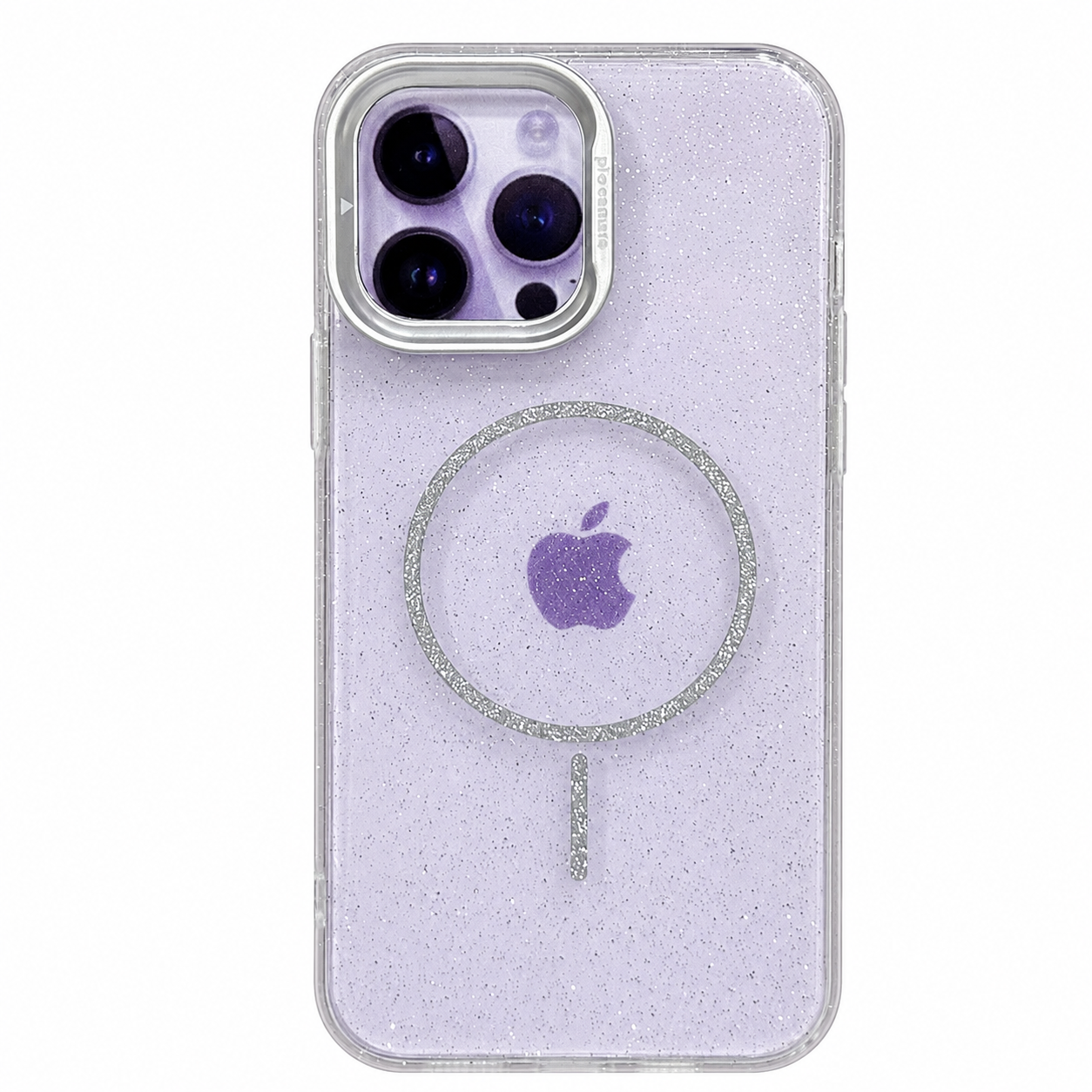 CASE GLITTER CON SOPORTE PLATEADO IPH 13 PRO MAX