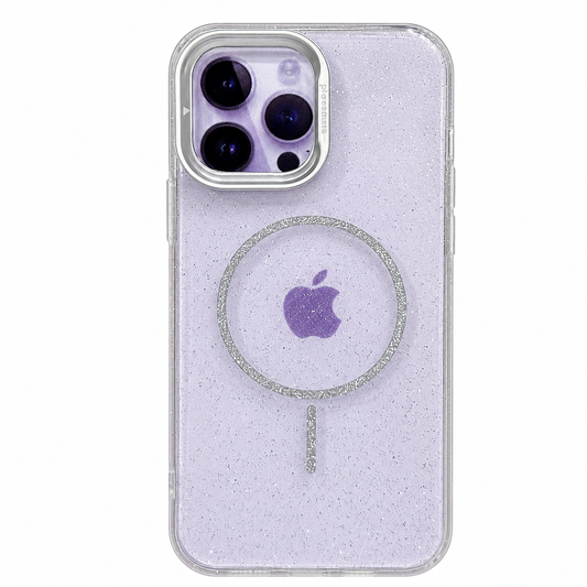 CASE GLITTER CON SOPORTE PLATEADO IPH 13 PRO MAX