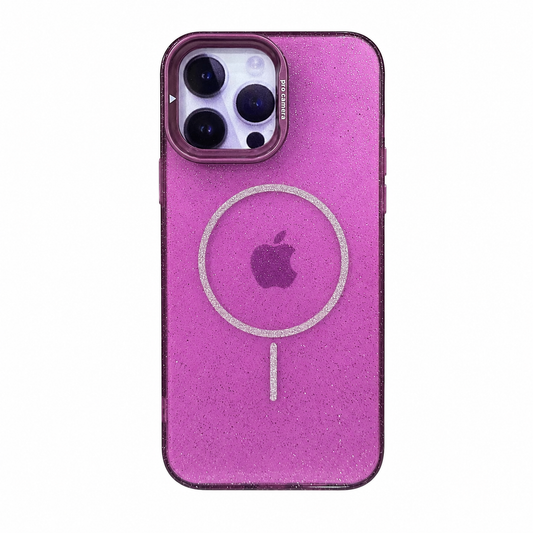 CASE GLITTER CON SOPORTE FUCSIA IPH 13 PRO MAX
