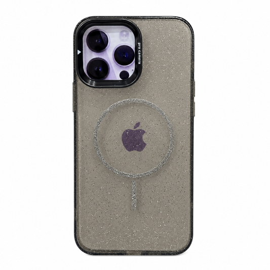 CASE GLITTER CON SOPORTE NEGRO IPH 13 PRO MAX