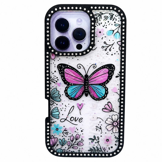 CASE DIAMOND DOBLE MARIPOSA IPH 15 PRO MAX