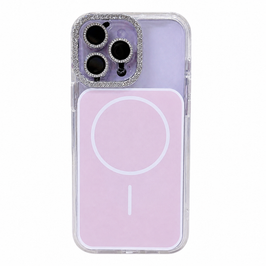 CASE BORDE BRILLOS ROSA MGS MAS AROS IPH 16 PRO MAX