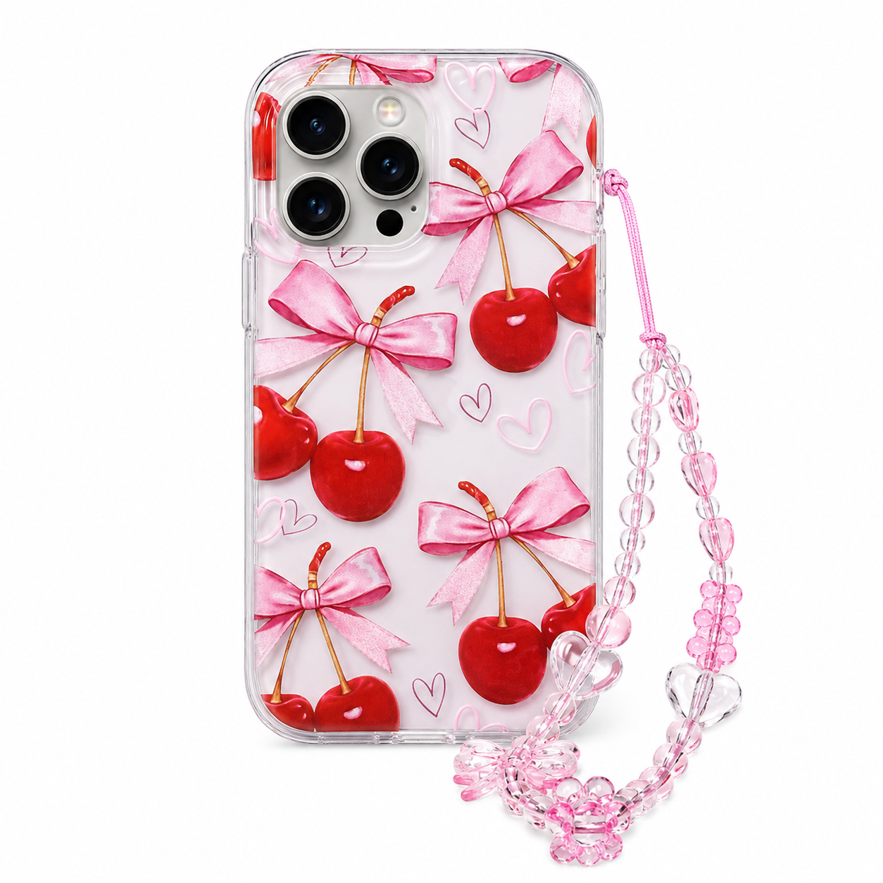 CASE CEREZA ROJA Y STRAP IPH 16 PRO
