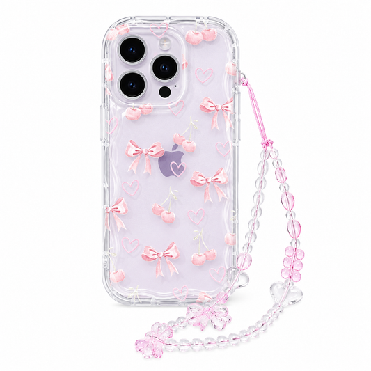 CASE COQUETE CEREZAS Y STRAP IPH 14 PRO