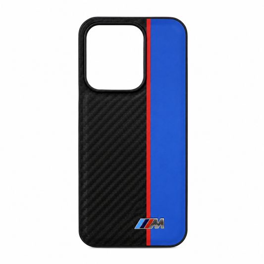 CASE FIBRA Y CUERO AZUL BMW RM 15C