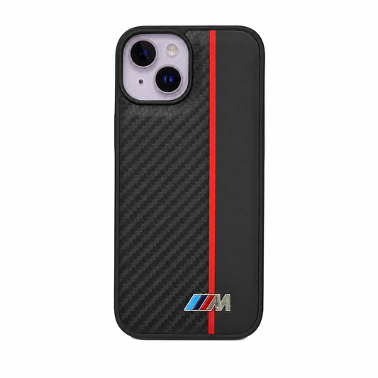 CASE FIBRA Y CUERO NEGRO BMW IPH 13/14/15