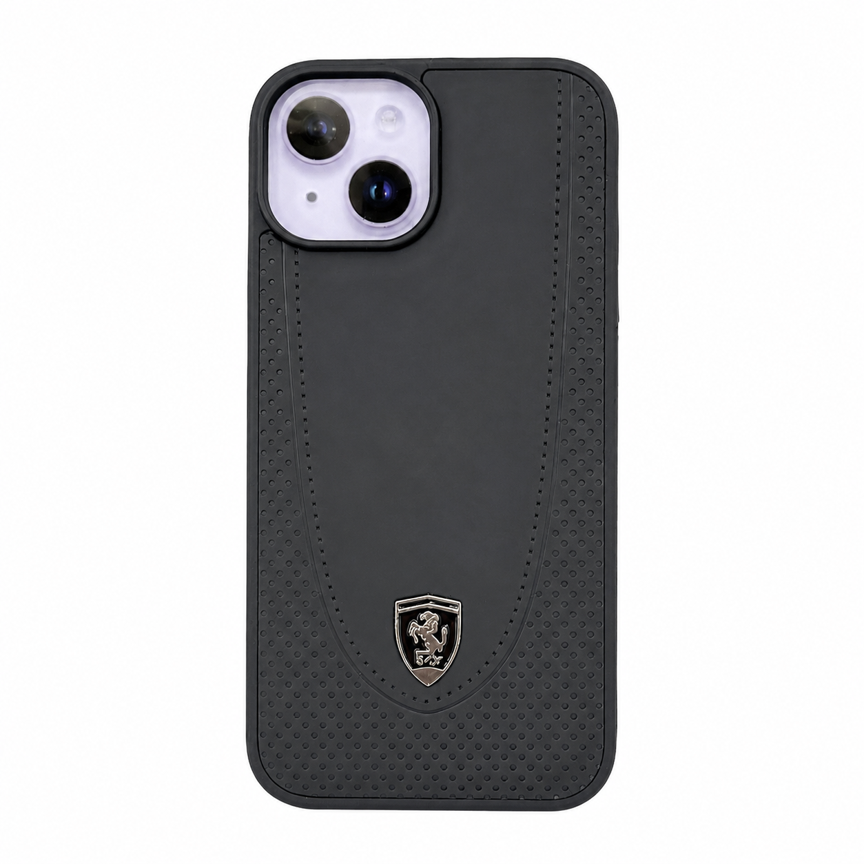CASE CUERO NEGRO MATE FERRARI IPH 13/14/15