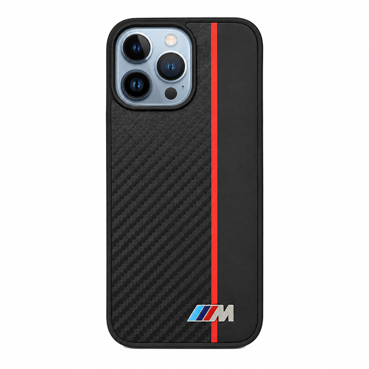 CASE FIBRA Y CUERO NEGRO BMW IPH 13 PRO MAX