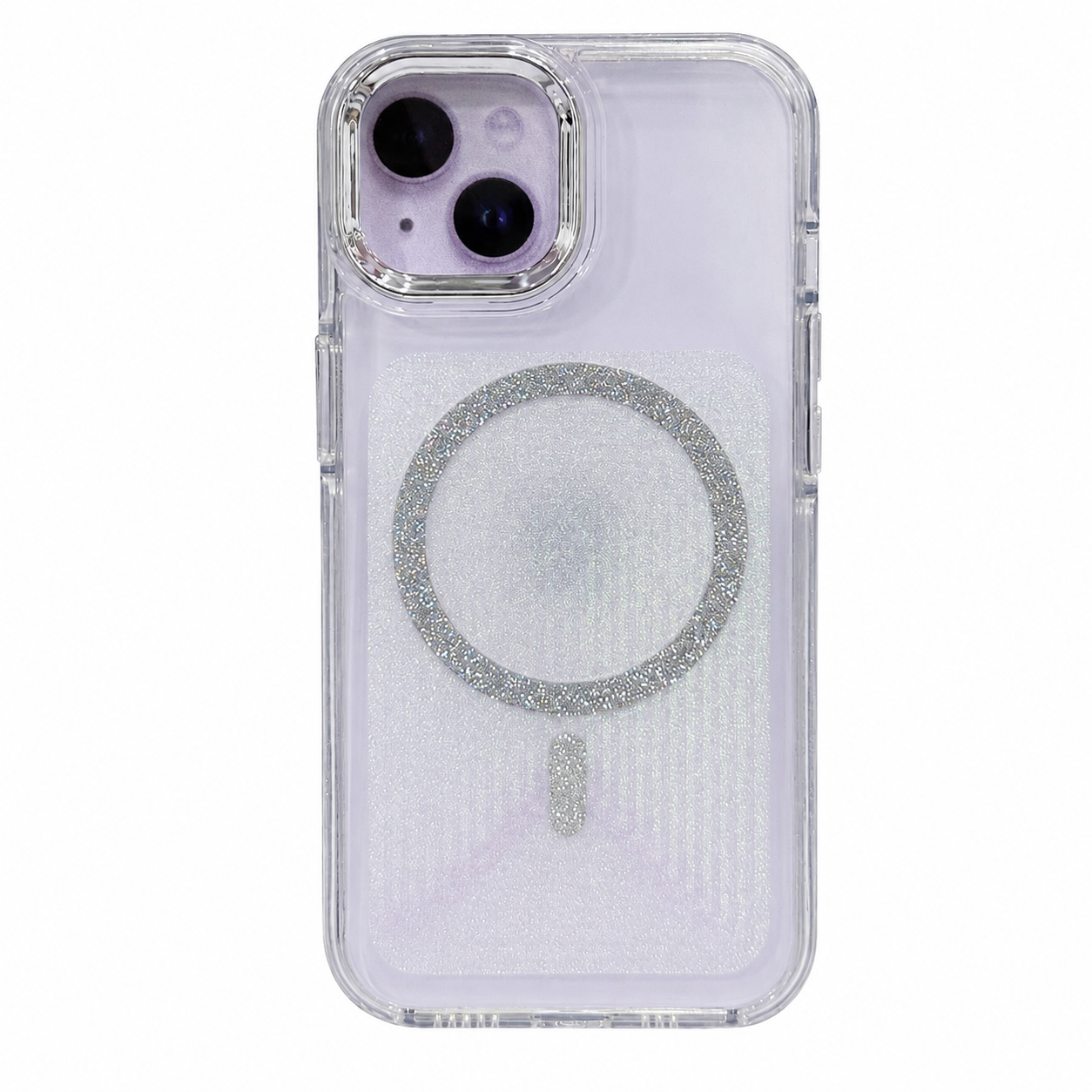 CASE ESCARCHA PLATEADO MGS IPH 13/14/15