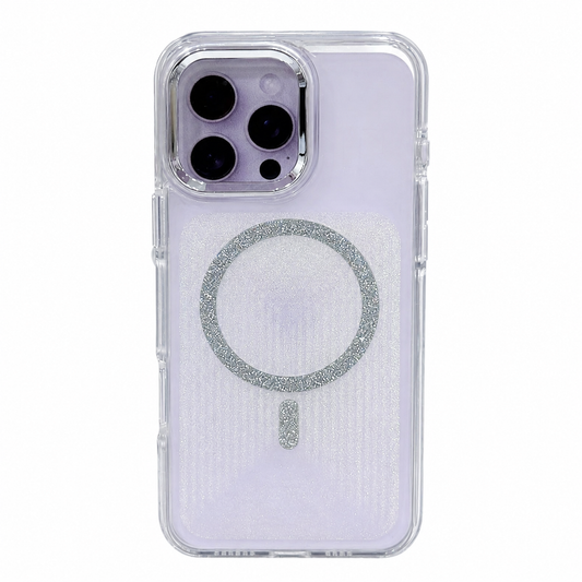 CASE ESCARCHA PLATEADO MGS IPH 16 PRO MAX