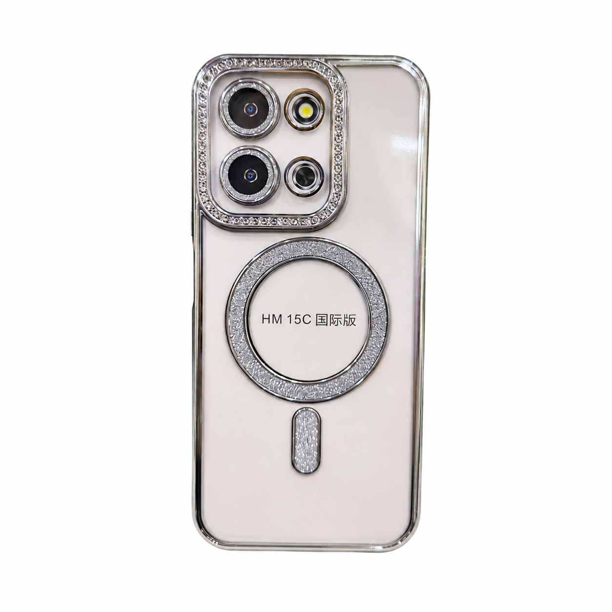 CASE DIAMANTADO PLATEADO REDMI 15C