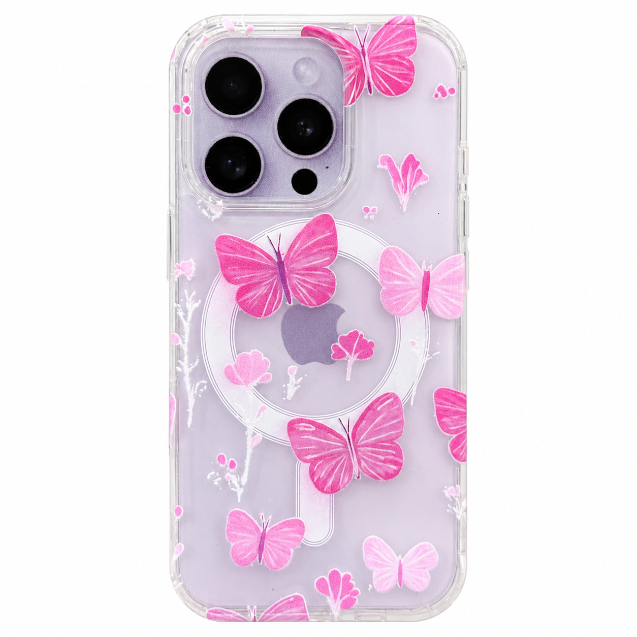 CASE MAGSAFE MARIPOSA ROSA CON STRAP IPH 16 PRO